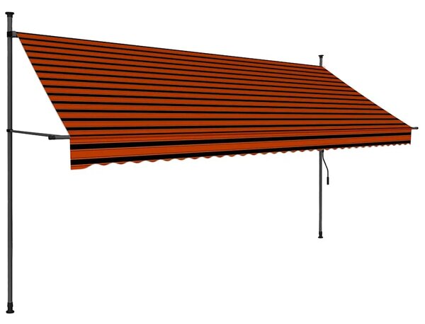 Tenda na ručno uvlačenje s LED svjetlom 350 cm narančasto-smeđa - narančasta i smeđa 1 350 cm Narančasta i smeđa