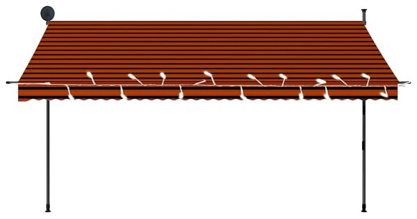 Tenda na ručno uvlačenje s LED svjetlom 350 cm narančasto-smeđa - narančasta i smeđa 1 350 cm Narančasta i smeđa