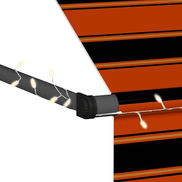Tenda na ručno uvlačenje s LED svjetlom 350 cm narančasto-smeđa - narančasta i smeđa 1 350 cm Narančasta i smeđa