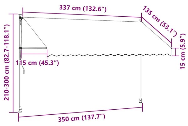 Tenda na ručno uvlačenje s LED svjetlom 350 cm narančasto-smeđa - narančasta i smeđa 1 350 cm Narančasta i smeđa