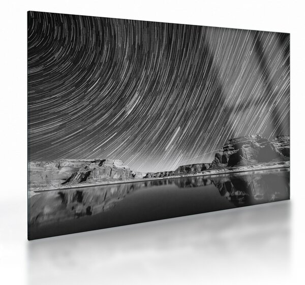 Crno-bijela staklena slika zvjezdanog neba (70x50 cm)
