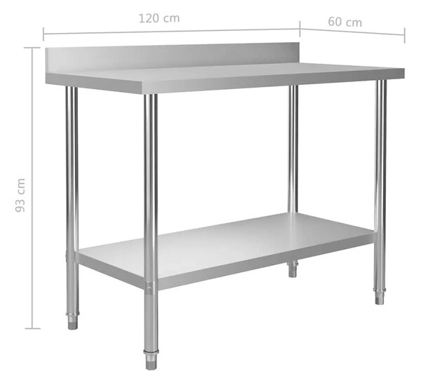 Kuhinjski radni stol 120 x 60 x 93 cm od nehrđajućeg čelika - 120 x 60 x 93 cm 1 120 x 60 x 93 cm