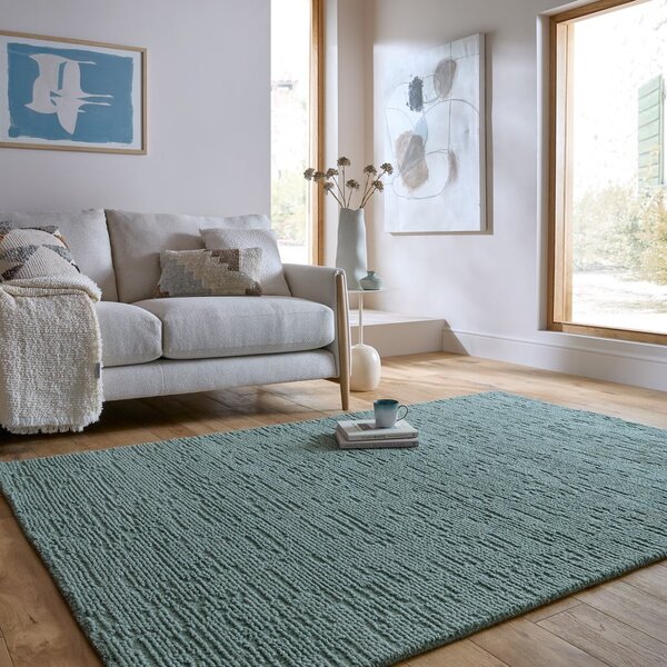 Prljavo plavi ručno rađen vunen tepih 120x170 cm Harris Boucle – Flair Rugs