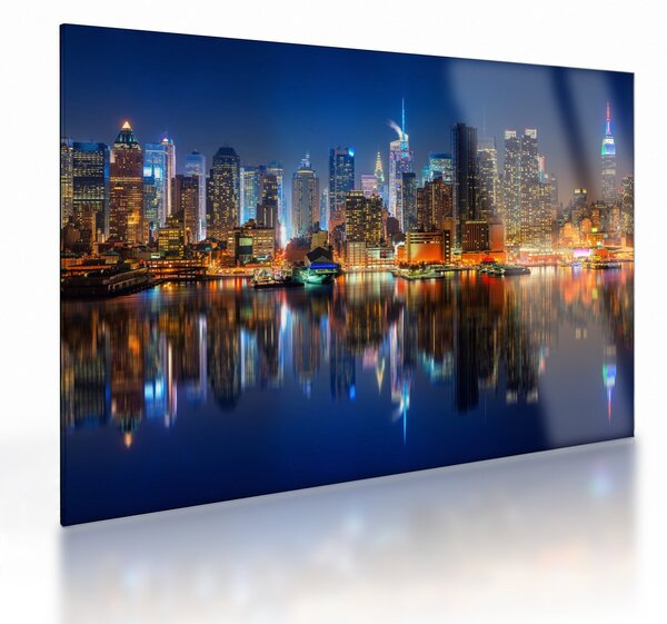 Staklena slika Manhattana noću (70x50 cm)