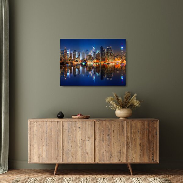 Staklena slika Manhattana noću (70x50 cm)