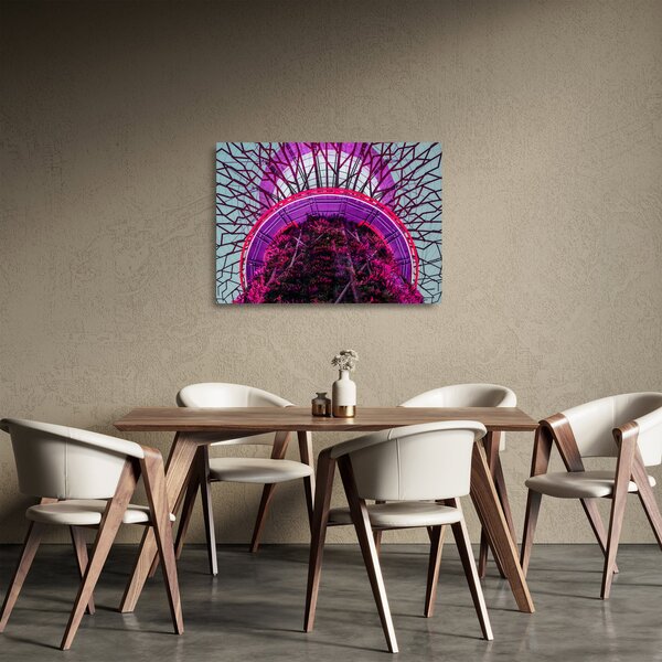Apstraktna staklena slika - ljubičaste grane (70x50 cm)
