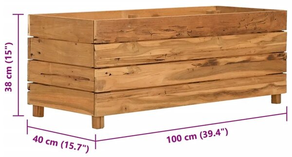 Povišena gredica 100 x 40 x 38 cm reciklirana tikovina i čelik - 100 x 40 x 38 cm 1 100 x 40 x 38 cm