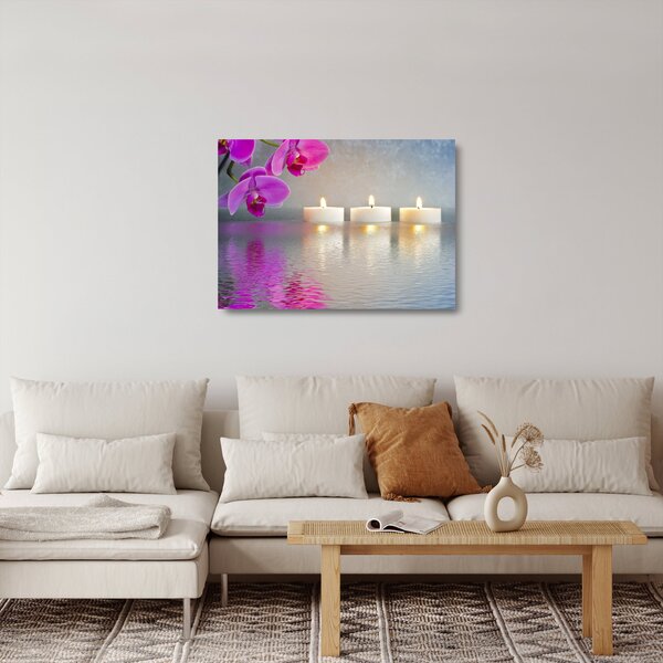 Staklena slika svijeća na vodi (70x50 cm)