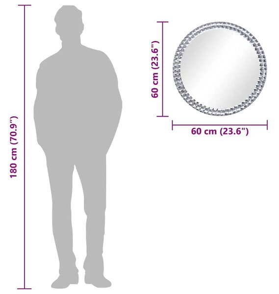 Zidno ogledalo od kaljenog stakla 60 cm - 60 cm 1 60 cm