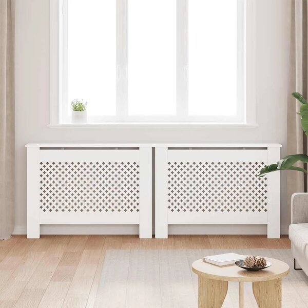 Pokrovi za radijator 2 kom bijeli 112 x 19 x 81 5 cm MDF - Bijela 112 x 19 x 81.5 cm 2 Bijela