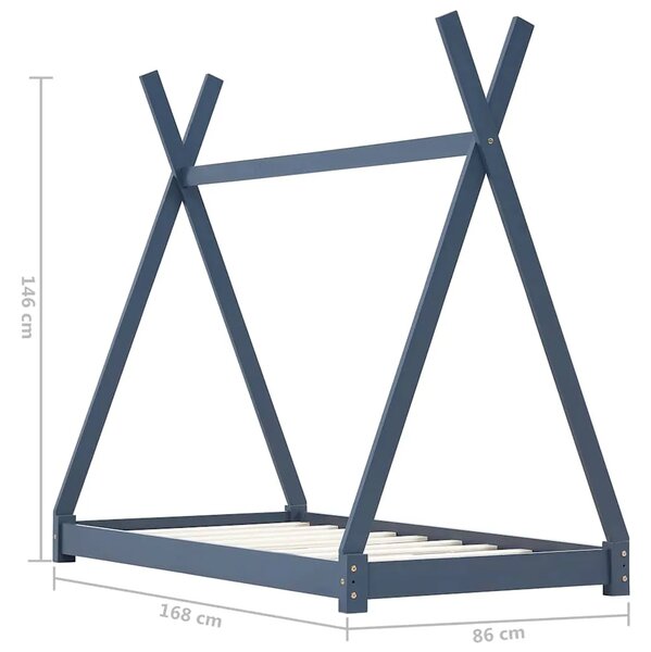 Okvir za dječji krevet od masivne borovine sivi 80 x 160 cm - Siva 80 x 160 cm Siva 80 x 160 cm