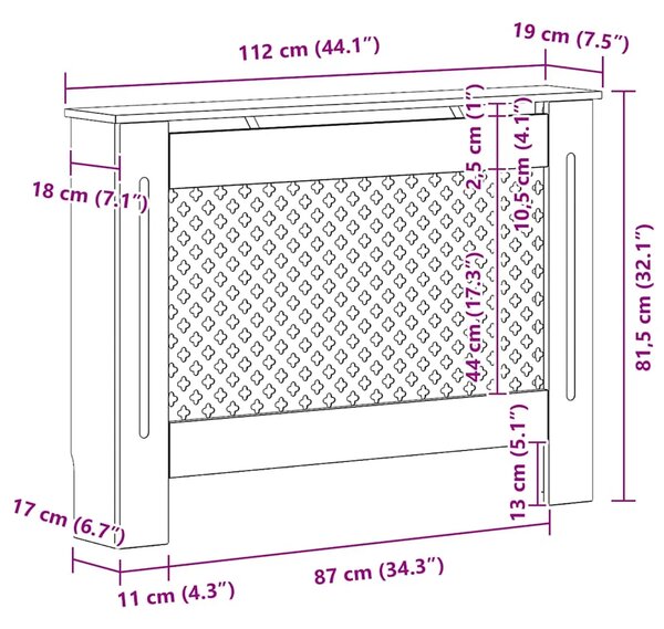 Pokrovi za radijator 2 kom bijeli 112 x 19 x 81 5 cm MDF - Bijela 112 x 19 x 81.5 cm 2 Bijela