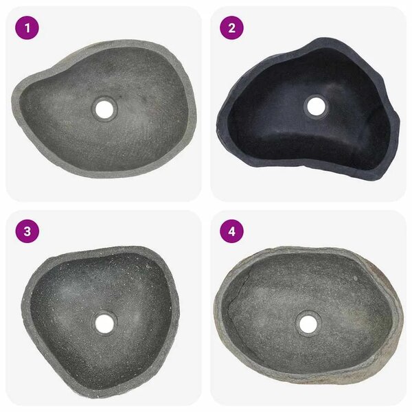 Lavabo - Umivaonik od riječnog kamena ovalni (37 - 46) x (29 - 36) cm - 37-46 cm 37-46 cm