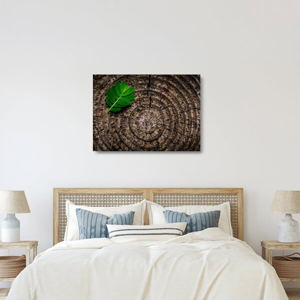Staklena slika lista na deblu drveta (70x50 cm)