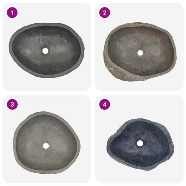Lavabo - Umivaonik od riječnog kamena ovalni (45 - 53) x (34 - 41) cm - 45-53 cm 45-53 cm