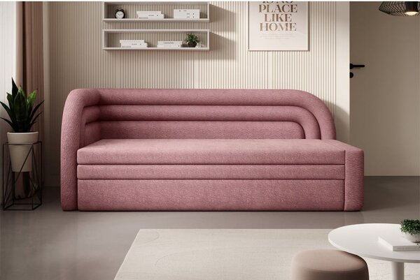 Ružičasta sklopiva/s prostorom za odlaganje sofa od šenila s lijevim kutom 223 cm Fabillo – ELTAP