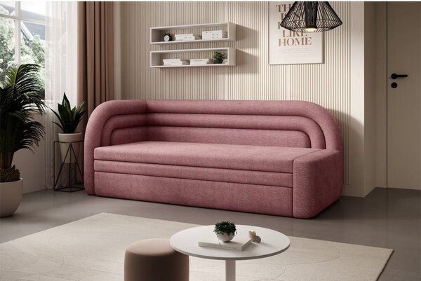 Ružičasta sklopiva/s prostorom za odlaganje sofa od šenila s lijevim kutom 223 cm Fabillo – ELTAP