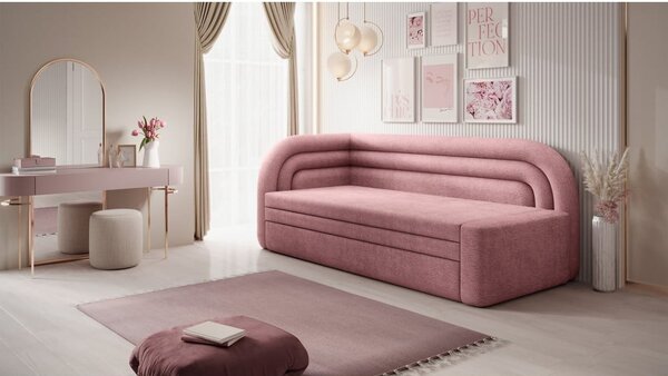Ružičasta sklopiva/s prostorom za odlaganje sofa od šenila s lijevim kutom 223 cm Fabillo – ELTAP