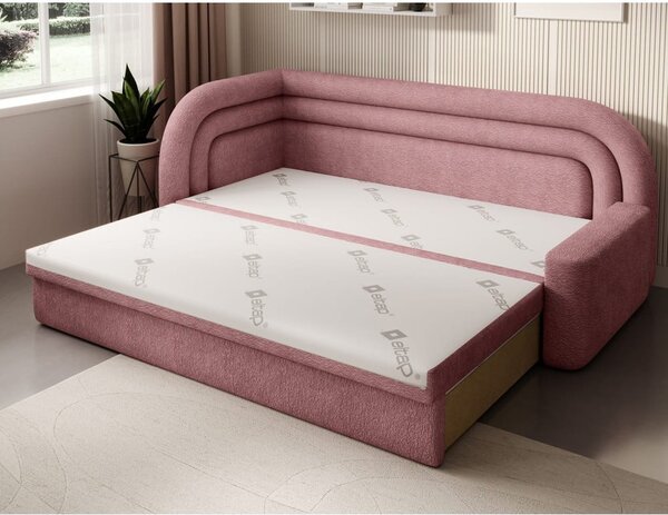 Ružičasta sklopiva/s prostorom za odlaganje sofa od šenila s lijevim kutom 223 cm Fabillo – ELTAP