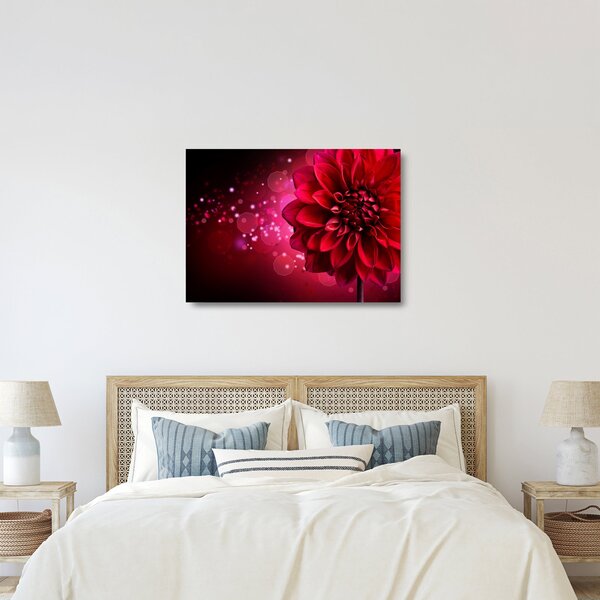 Staklena slika crvenog cvijeta (70x50 cm)