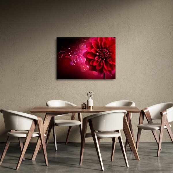 Staklena slika crvenog cvijeta (70x50 cm)