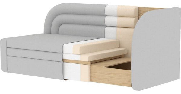 Bež baršunasti sklopiva/s prostorom za odlaganje sofa s desnim kutom 223 cm Fabillo – ELTAP