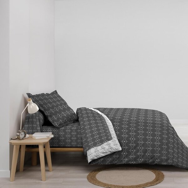 Tamno siva pamučna navlaka za poplun za krevet za jednu osobu 140x200 cm Aristide – douceur d'intérieur