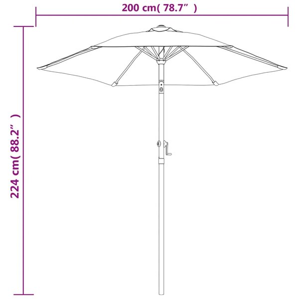 Suncobran antracit 200 x 224 cm aluminijski - Antracit Antracit