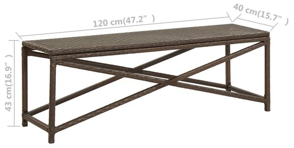 Vrtna klupa od poliratana 120 cm smeđa - Smeđa 120 cm 1 1