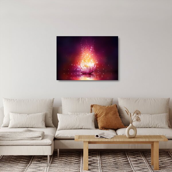 Staklena slika cvijeta lotosa (70x50 cm)
