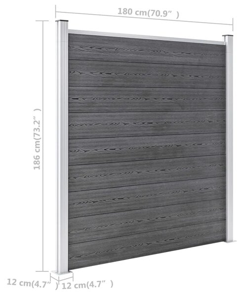 Vrtna ograda WPC 526 x 186 cm siva - Siva 1 3 odjeljka Siva