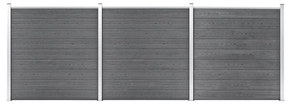 Vrtna ograda WPC 526 x 186 cm siva - Siva 1 3 odjeljka Siva