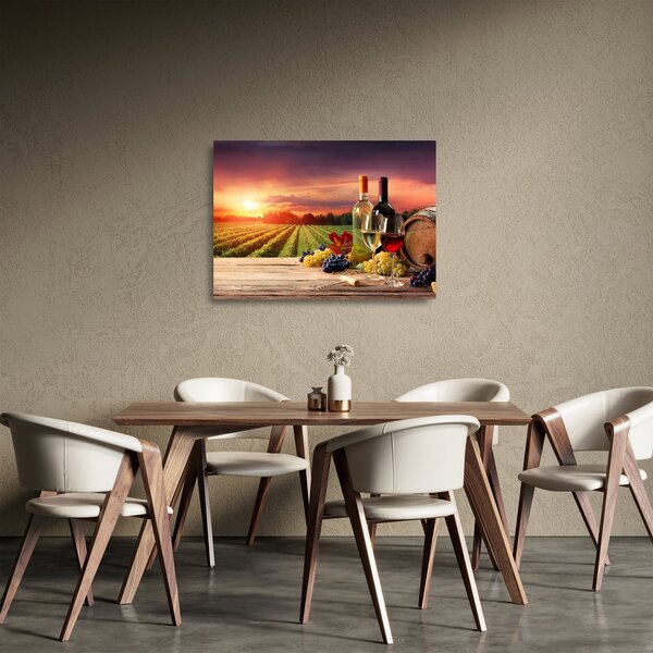 Staklena slika vinograda s vinom (70x50 cm)