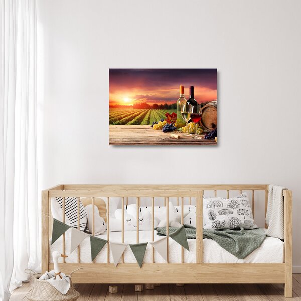 Staklena slika vinograda s vinom (70x50 cm)