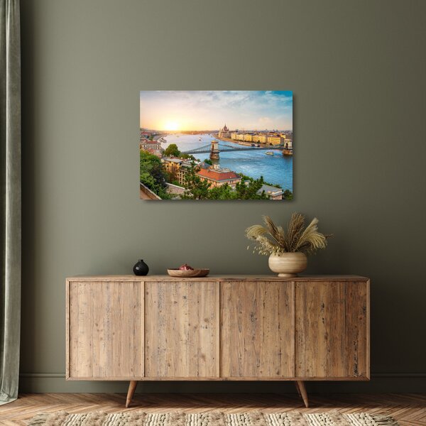 Staklena slika grada Budimpešte s rijekom (70x50 cm)