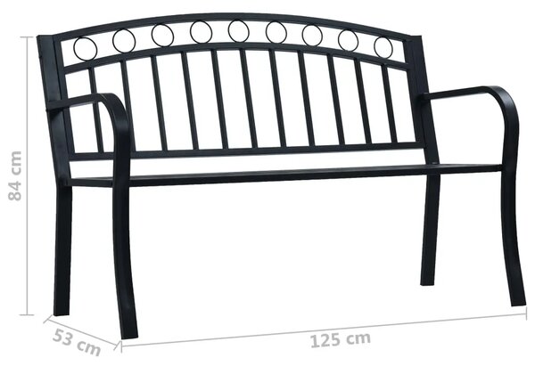 Vrtna klupa 125 cm crna čelična - Crna 1 Bez stola 1