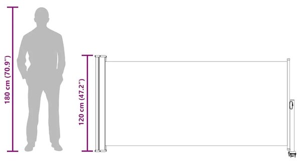 Uvlačiva bočna tenda za terasu 120 x 300 cm krem - Krema 120 x 300 cm 1 Krema