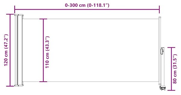 Uvlačiva bočna tenda za terasu 120 x 300 cm smeđa - Smeđa 120 x 300 cm 1 Smeđa