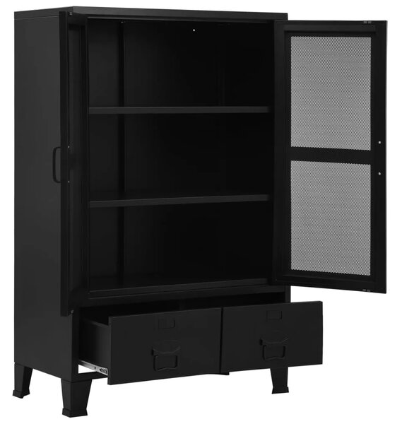 Uredski ormarić s mrežastim vratima crni 75x40x120 cm čelični