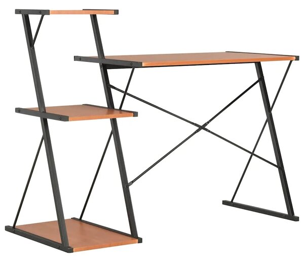Radni stol s policom crno-smeđi 116 x 50 x 93 cm - Crna i smeđa Crna i smeđa