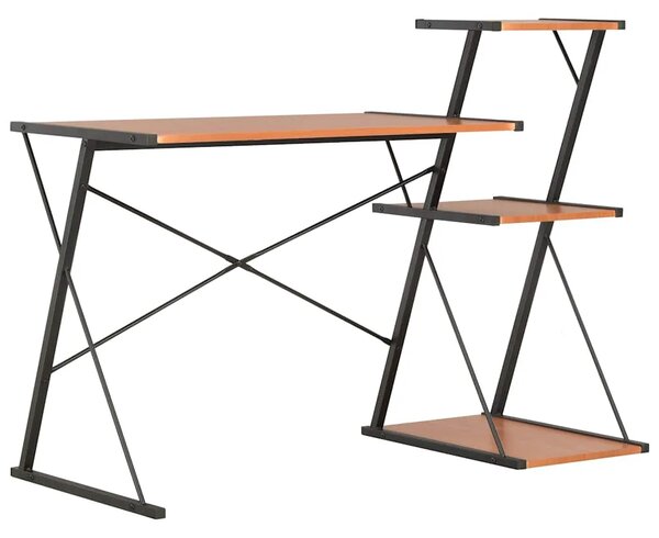 Radni stol s policom crno-smeđi 116 x 50 x 93 cm - Crna i smeđa Crna i smeđa