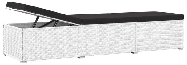 Ležaljka za sunčanje s jastukom i stolićem od poliratana bijela - Bijela 1 Bijela