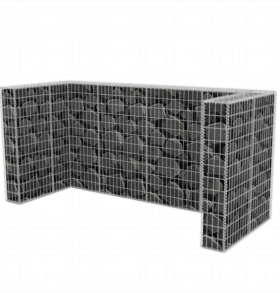 Gabionska ograda za tri kante za otpad od čelika 250x100x120 cm - 250 x 100 x 120 cm 1 250 x 100 x 120 cm