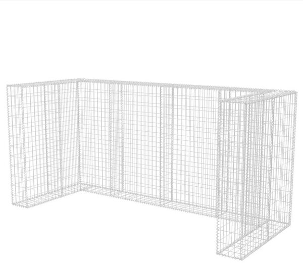 Gabionska ograda za tri kante za otpad od čelika 250x100x120 cm - 250 x 100 x 120 cm 1 250 x 100 x 120 cm