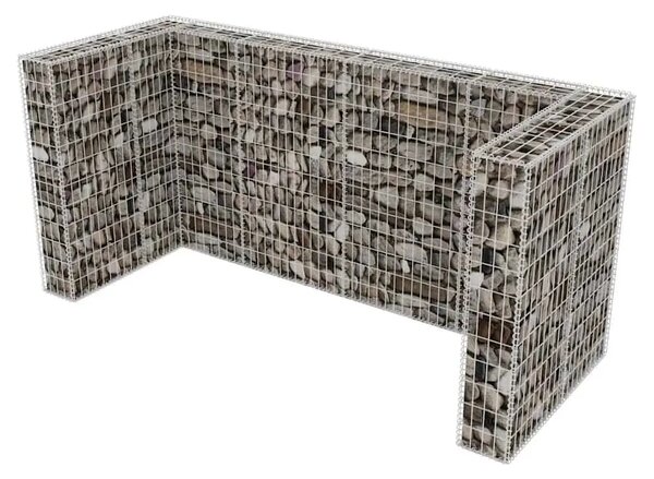 Gabionska ograda za tri kante za otpad od čelika 250x100x120 cm - 250 x 100 x 120 cm 1 250 x 100 x 120 cm