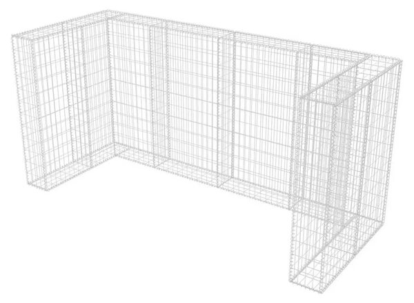 Gabionska ograda za tri kante za otpad od čelika 250x100x120 cm - 250 x 100 x 120 cm 1 250 x 100 x 120 cm