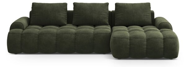 Zelena baršunasti sklopiva/s prostorom za odlaganje kutna garnitura (s desnim kutom/s ležaljkom) Linz – Cosmopolitan Design