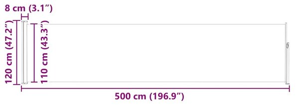 Uvlačiva bočna tenda za terasu 117x514 cm siva - Siva 117 x 500 cm 1 Siva