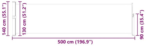 Uvlačiva bočna tenda za terasu 140 x 514 cm siva - Siva 140 x 500 cm 1 Siva