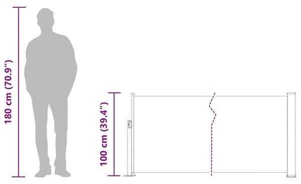 Uvlačiva bočna tenda za terasu 100 x 514 cm krem - Krema 100 x 500 cm 1 Krema